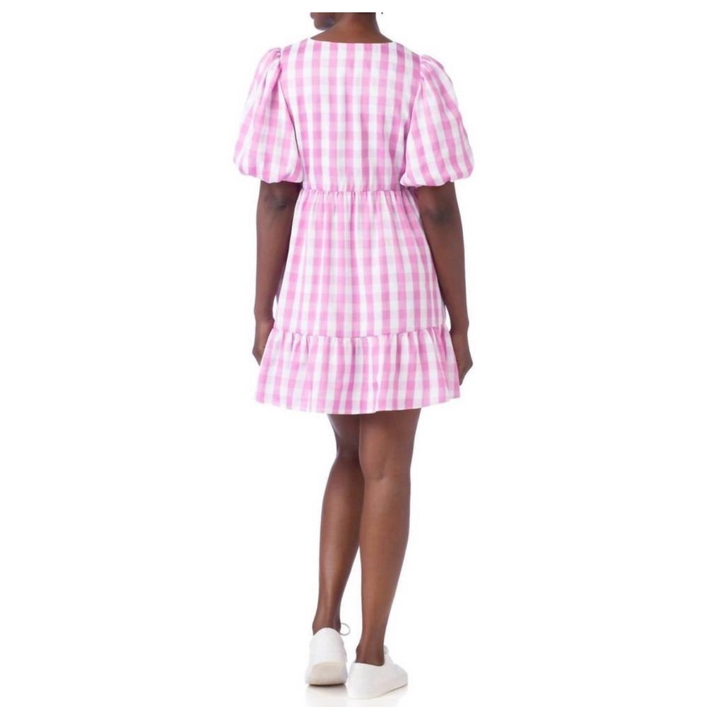 Crosby Izzy Pink White Gingham Mini Dress size S